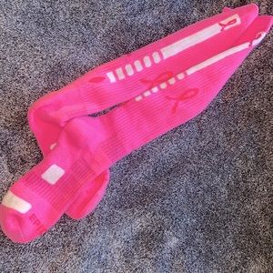 Breast Cancer Knee High Socks #2 White/Pink